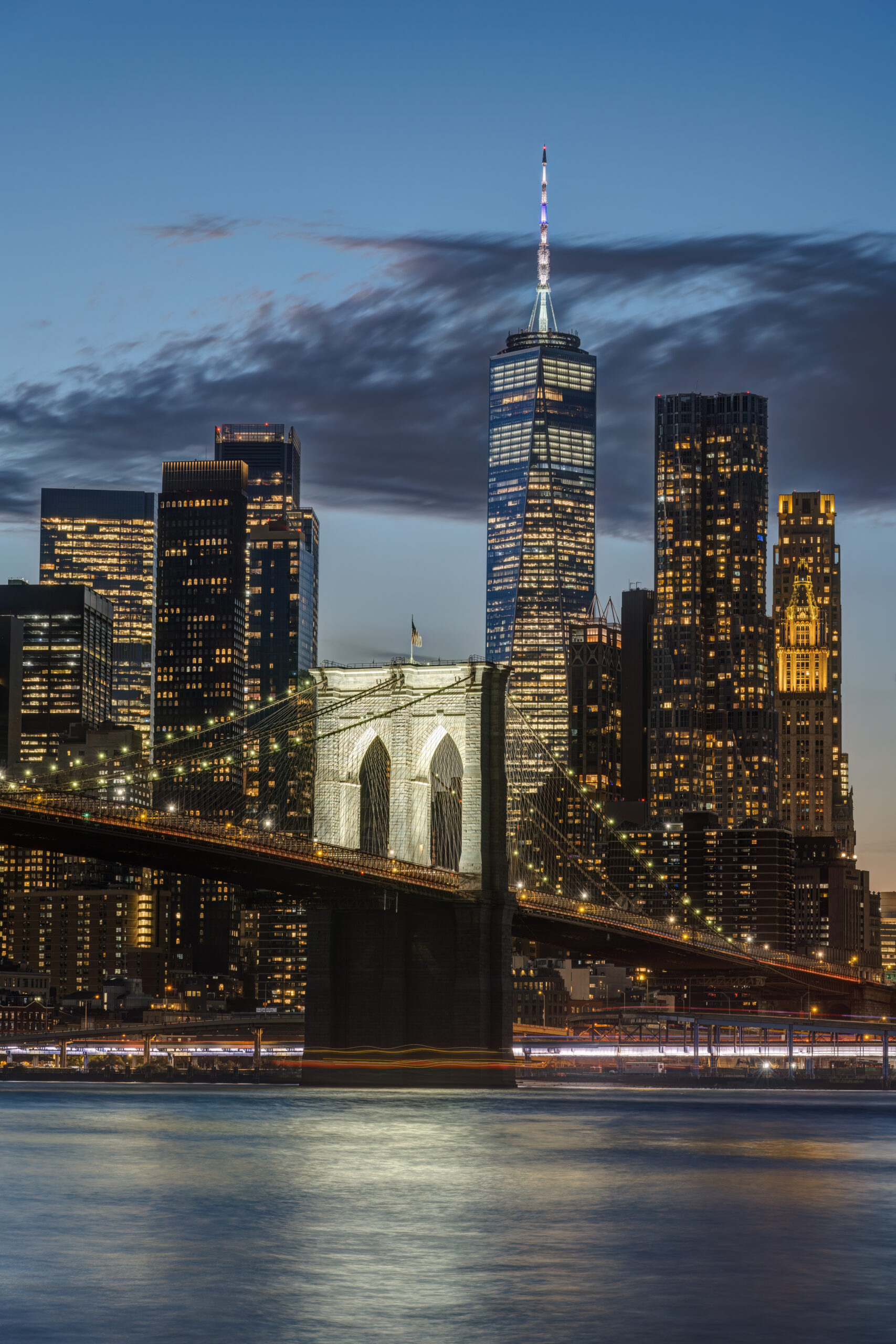 the iconic brooklyn bridge in new york at dusk 2025 03 08 19 14 25 utc scaled